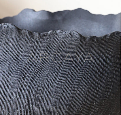 Art Textured Black Ceramic Vase - scene