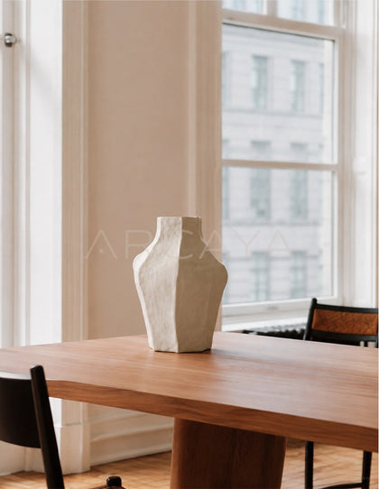 Handmade Irregular Plain White Vase Dining - scene