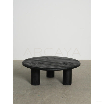 Ink Black Textured Coffee Table - scene