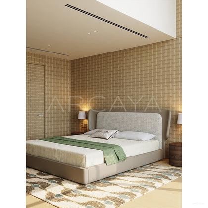 Wide Headboard Leather Trim Bed - scene