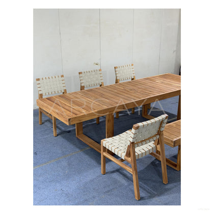 Teak Webbing Outdoor Set - scene