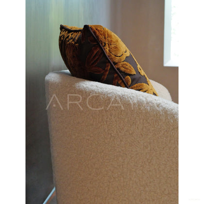 Gold Floral Velvet Fringe Pouf — Ottoman - scene