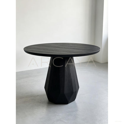 Ash Wood Round Dining Table - scene
