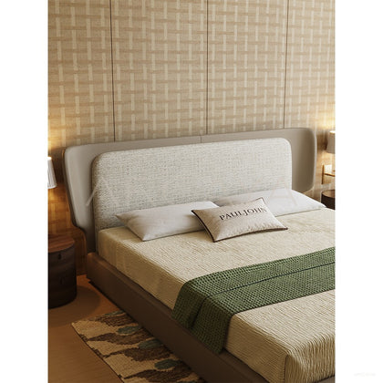 Wide Headboard Leather Trim Bed - scene