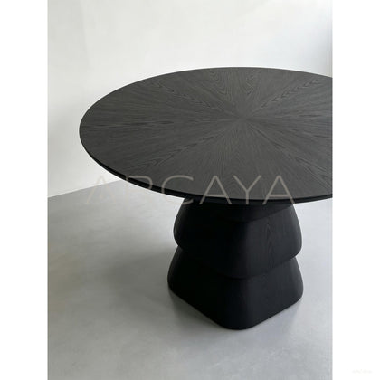 Oak Sculptural Dining Table - scene