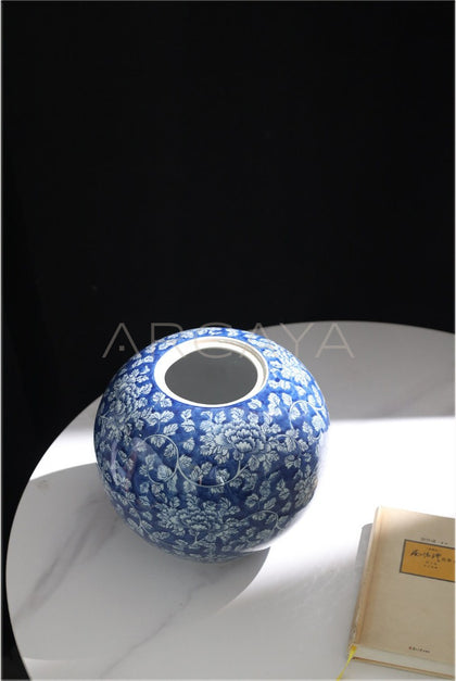 Blue White Song Aesthetic Entryway Jar Vase - scene