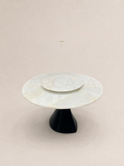 Daze White Crystal Stone Round Table - scene