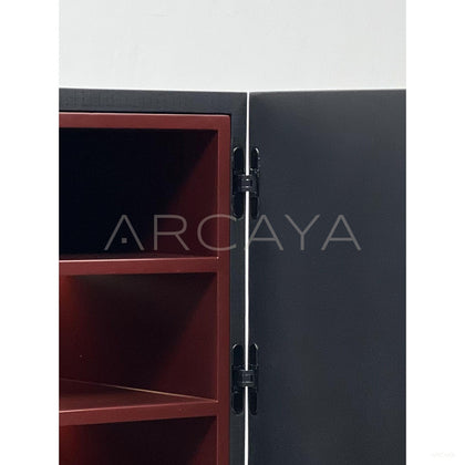 New Chinese Black Solid Wood Multi Compartment Tall Cabinet - scene