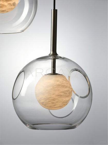 Clear Stone Texture Globe Pendant Light 97123 - scene