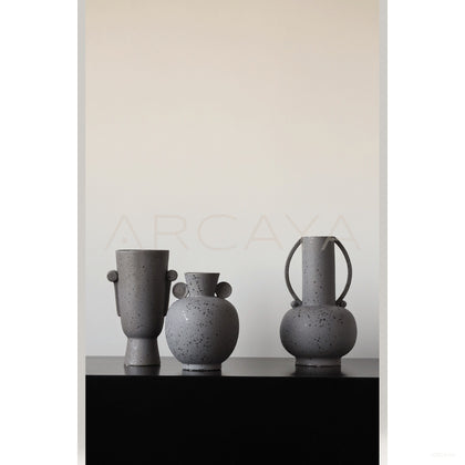 Wabi Sabi Double Ear Stoneware Vase - scene
