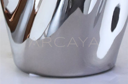 Twisted Pleated Silver Plated Ceramic Vase - scene