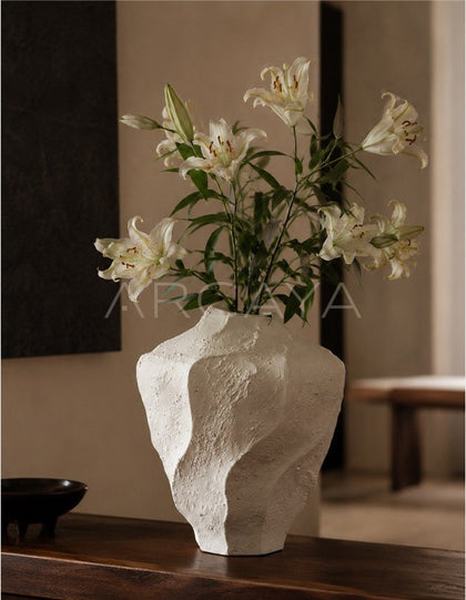 Handmade Plain White Ceramic Vase Bedroom - scene