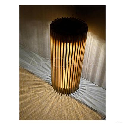 Porto Teak Round Solar Lantern - scene
