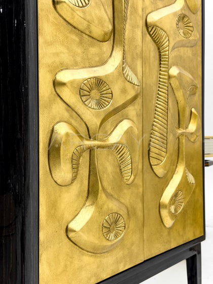 Carved Relief Decorative Cabinet - detail