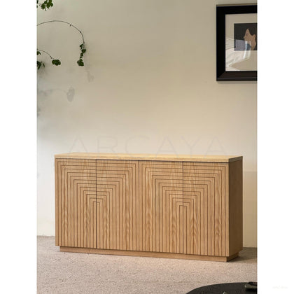 Geometric Wood Entryway Cabinet - scene