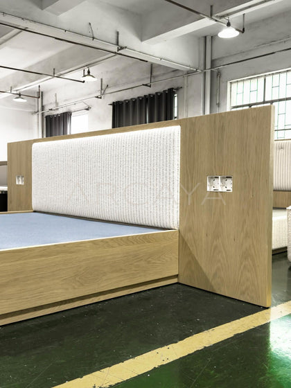 Solid Wood Floating Headboard Bed - scene