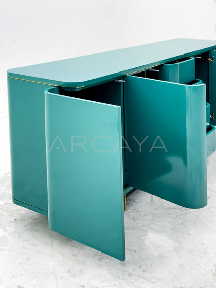 Curved Lacquered Storage Sideboard - detail