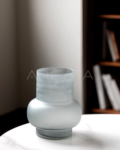 Mist Grey Frosted Gourd Glass Vase - scene