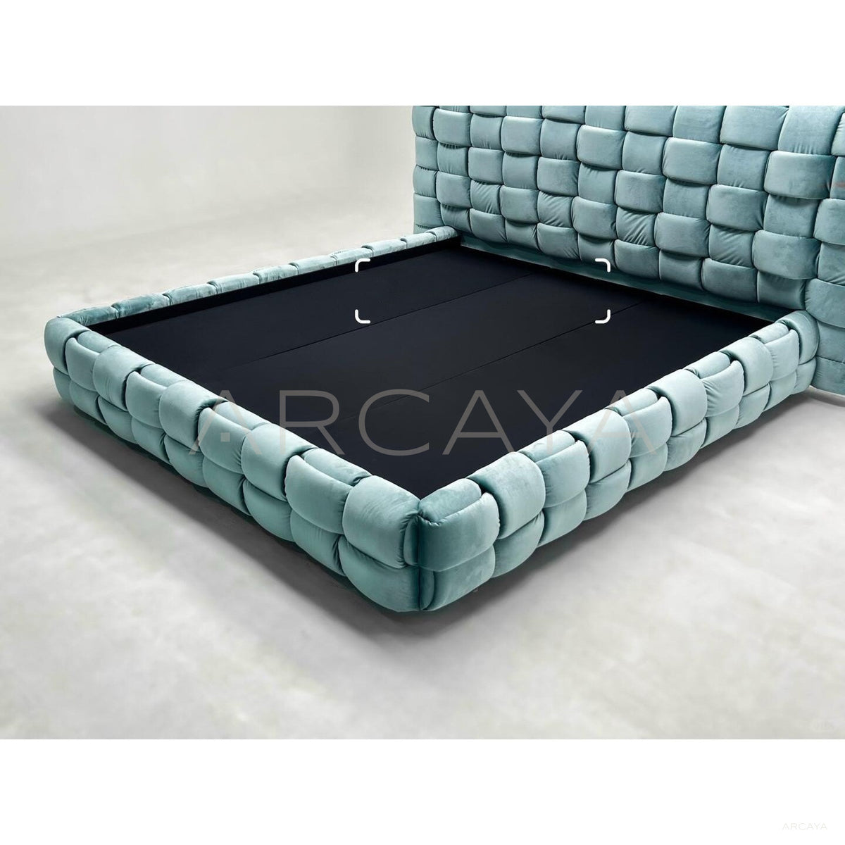 Block Patchwork Velvet Art Bed in detail