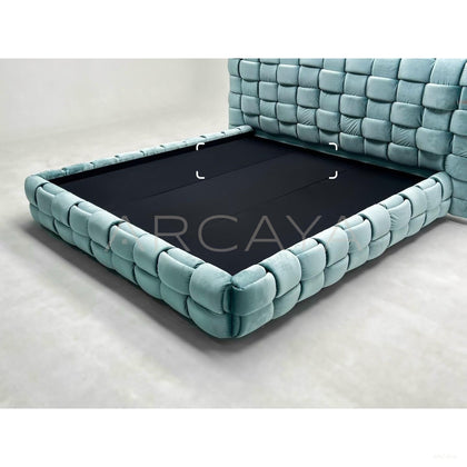 Block Patchwork Velvet Art Bed - scene