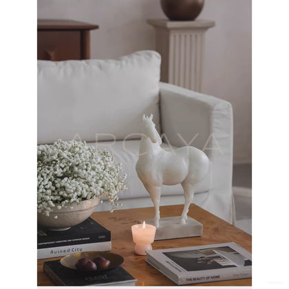 Faux Jade White Horse Sculpture - scene