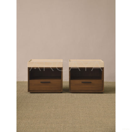 Walnut Veneer Nightstand - scene