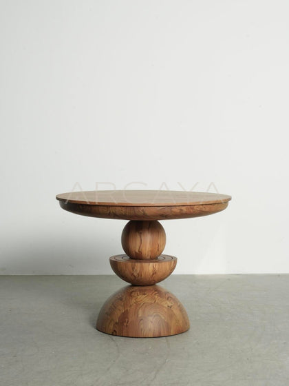 Burmese Teak Patchwork Round Table - scene