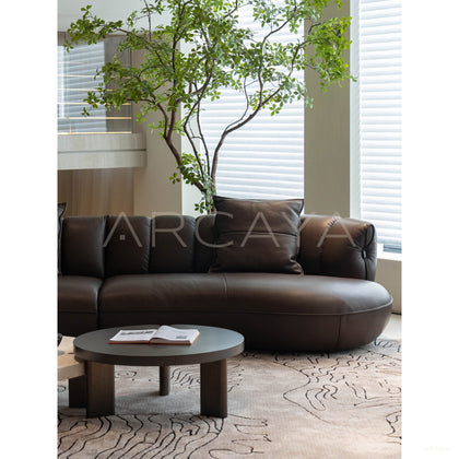 Coffee Bean Leather Sofa - scene