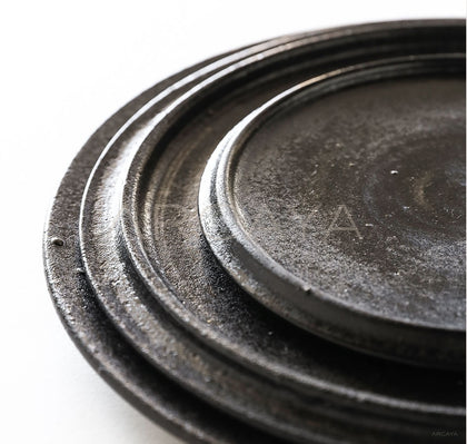Amu Collab Black Swirl Stoneware Salad Plate - scene