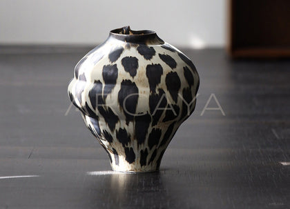 Ink Spot Textured Ceramic Vase - scene