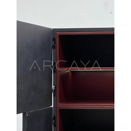 New Chinese Black Solid Wood Multi Compartment Tall Cabinet - scene