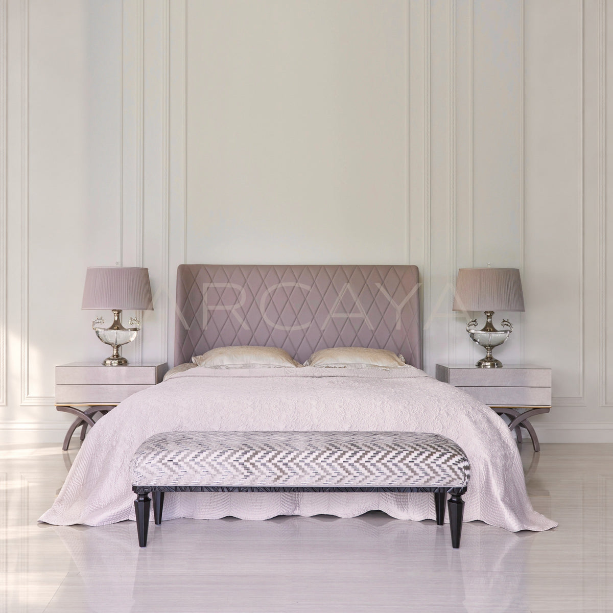 Modern Vintage Leather Bed And Nightstand - main