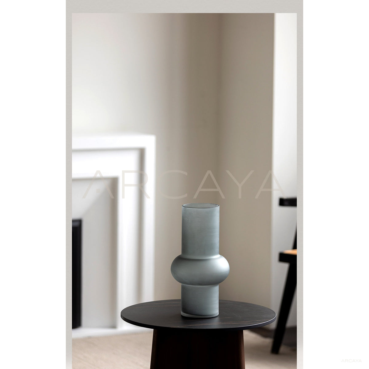 Mist Grey Frosted Gourd Glass Vase in detail