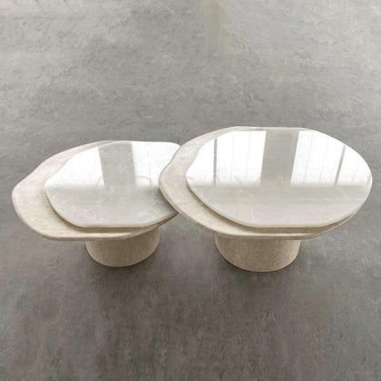 Aston Super White Travertine Piece — Coffee Table - scene