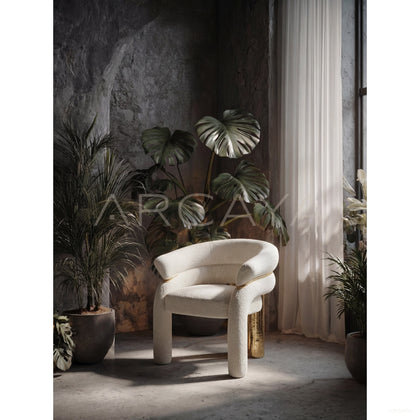 Cream White Hammered Gilded Chair - scene
