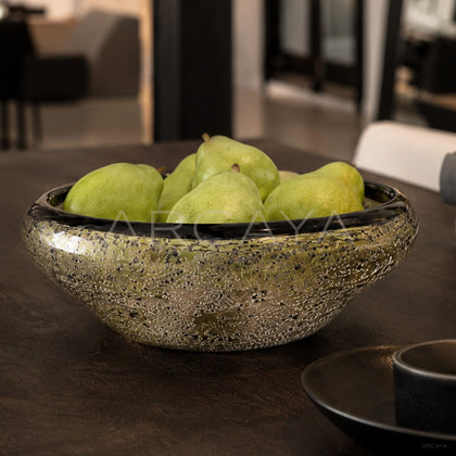 Handmade Silver Glazed Glass Fruit Bowl - main
