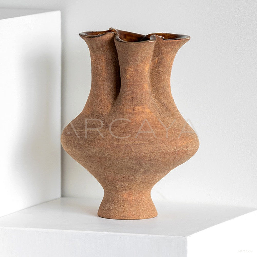 Dadan Hand Pinched Irregular Three Neck Vase - main
