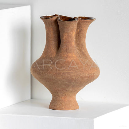 Dadan Hand Pinched Irregular Three Neck Vase - main