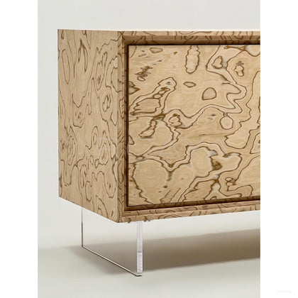 Art Burl Veneer Acrylic Leg Tv Stand - scene