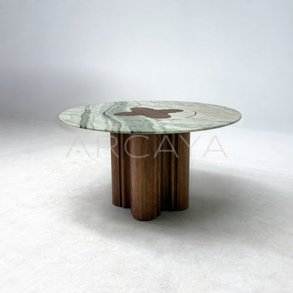 Italian Mid Century Green Stone Round Dining Table - main