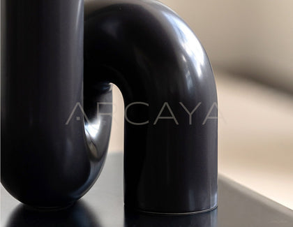 Black Twisted Tube Ceramic Vase - scene