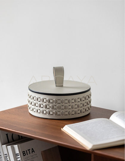 Hollow Leather Lidded Jewelry Box - scene