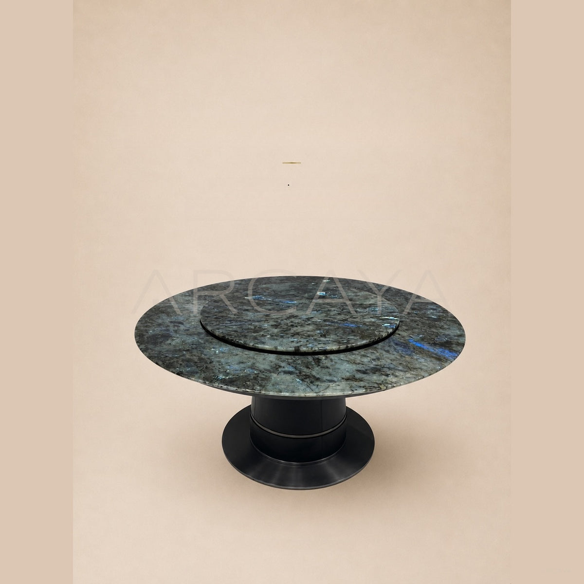 Daze Blue Jade Stone Electric Round Dining Table in detail