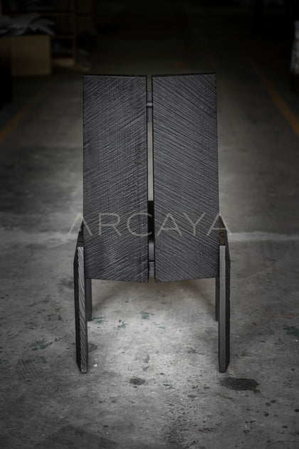 Wabi Sabi Charcoal Black Solid Wood Chair - scene