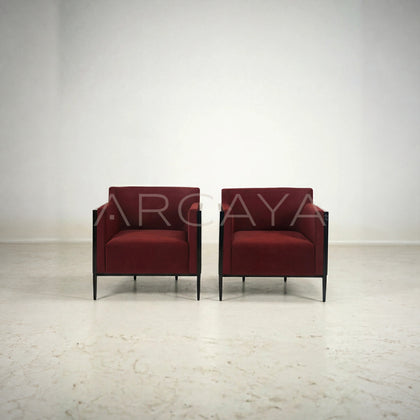 Wine Red Velvet Armchair - main