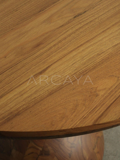 Burmese Teak Patchwork Round Table - detail