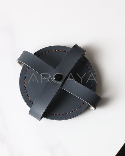 Leather Coaster Set With Holder - scene