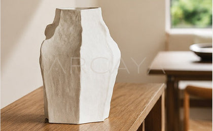 Wabi Sabi Textured Plain White Vase Entryway - scene