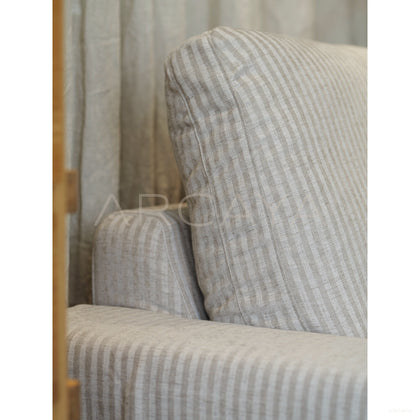 Dio Floating Island Sofa Striped Linen - scene