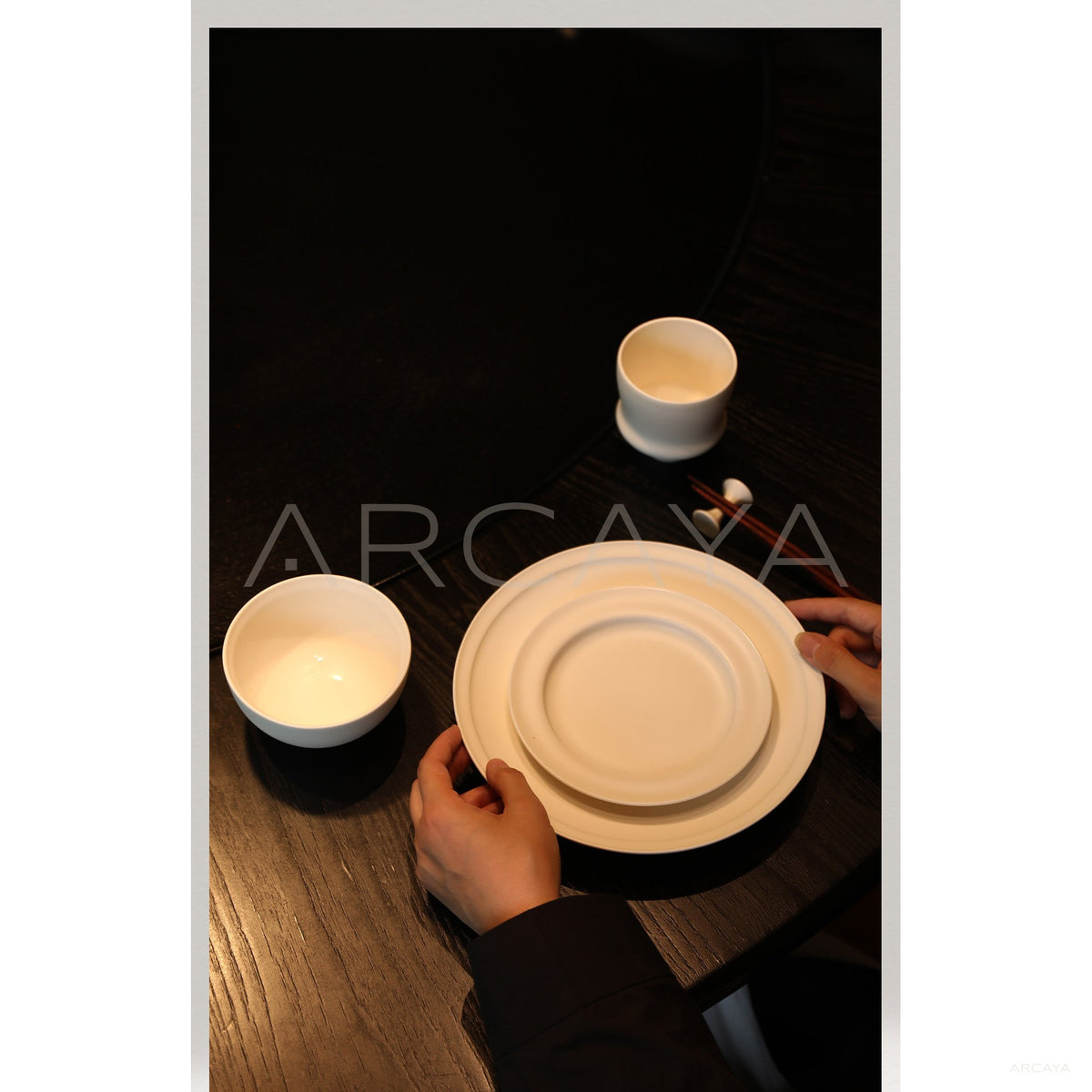 White Porcelain Four Person Set in detail